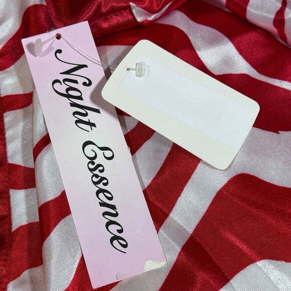 Night Essence Silk Sleepwear Shirt Red White Animal Print Oversized Woman's 3XL - Picture 4 of 5